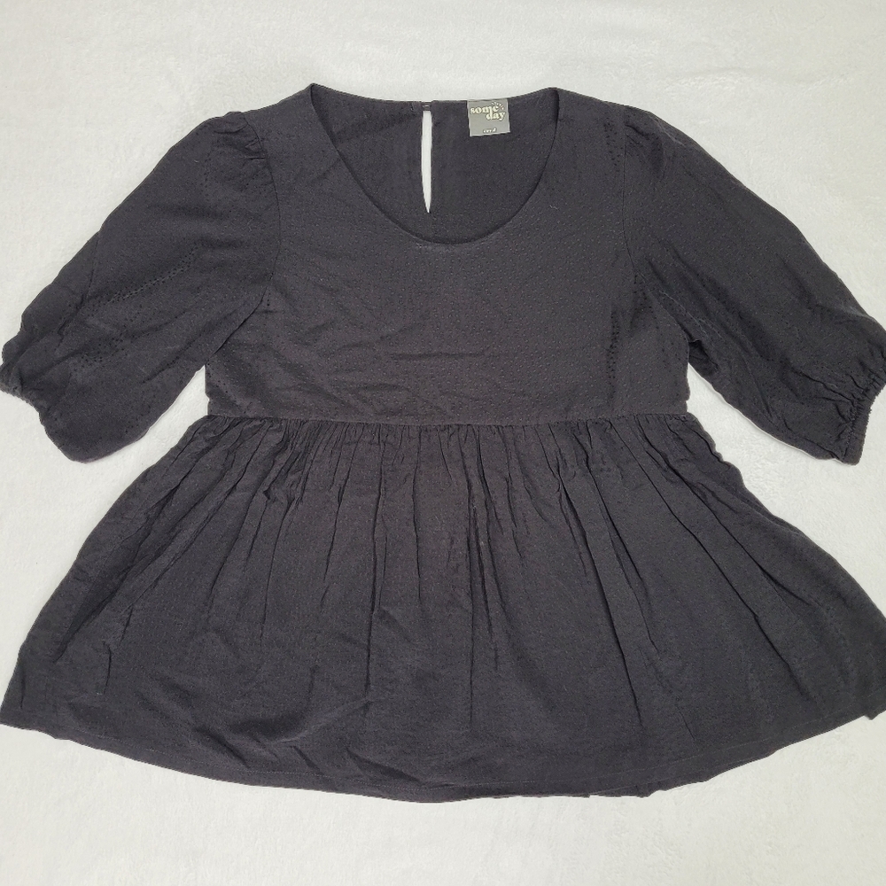 Someday Studio Black Gathered Blouse